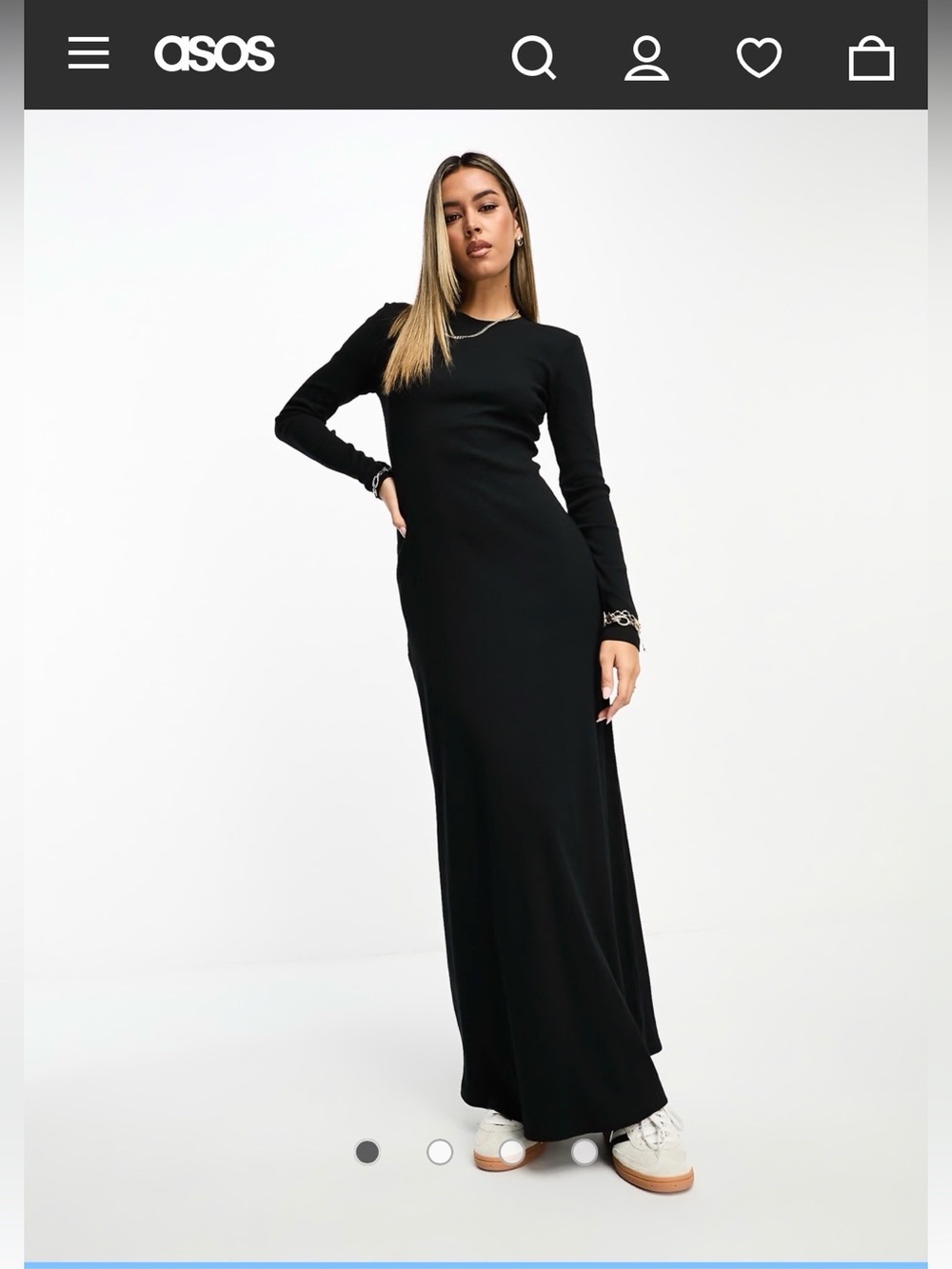 ASOS Black Long-Sleeve Crew Neck Maxi Dress
